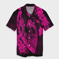 Matching Dress and Hawaiian Shirt Hawaii Fish Hook Hibiscus Banzai Surfing Polynesian Pink RLT14 - Polynesian Pride