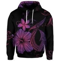 Custom Hawaiian Fish Hook Hibiscus Plumeria Polynesian Hoodie Pink - Polynesian Pride