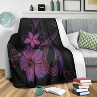 Hawaiian Fish Hook Hibiscus Plumeria Polynesian Premium Blankets - Pink - AH - Polynesian Pride