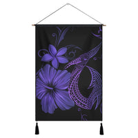 Hawaiian Fish Hook Hibiscus Plumeria Polynesian Hanging Poster - Purple - AH Hanging Poster Cotton And Linen - Polynesian Pride