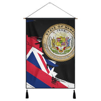 Hawaiian Flag Coat Of Arms Of Hawaii Polynesian Hanging Poster - Classic Style Hanging Poster Cotton And Linen - Polynesian Pride