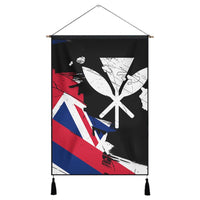 Hawaiian Flag Hawaii Map Kanaka Polynesian Hanging Poster - Classic Style Hanging Poster Cotton And Linen - Polynesian Pride