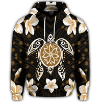 Hawaiian Gold Turtle Plumeria Hoodie - Polynesian Pride