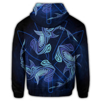 Hawaiian Hammerhead Shark Kanaka Galaxy Polynesian Zip Hoodie - Polynesian Pride