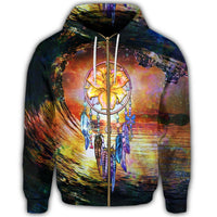 Hawaiian Hibiscus Dreamcatcher Wales Night Zip Hoodie - Polynesian Pride