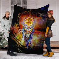 Hawaiian Hibiscus Dreamcatcher Wales Night Premium Blankets - AH - Polynesian Pride
