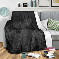 Hawaiian Hibiscus Memory Turtle Polynesian Premium Blankets Gray - AH - Polynesian Pride