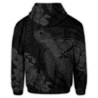 Hawaiian Hibiscus Memory Turtle Polynesian Hoodie Gray - Polynesian Pride