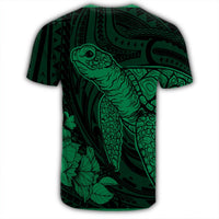 Hawaiian Hibiscus Memory Turtle Polynesian T Shirt Green - Polynesian Pride