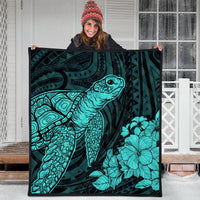 Hawaiian Hibiscus Memory Turtle Polynesian Premium Quilts Turquoise - AH - Polynesian Pride