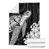 Hawaiian Hibiscus Memory Turtle Polynesian Premium Blankets White - AH - Polynesian Pride
