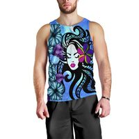 Hawaiian Hibiscus Plumeria Hula Girl Polynesian Tank Top - AH Black - Polynesian Pride
