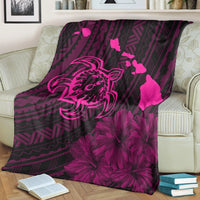 Hawaiian Hibiscus Sea Turtle Swim Polynesian Premium Blankets - Pink - AH - Polynesian Pride