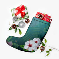 Hawaiian Hibiscus White Flower Gleeful Christmas Stocking - AH - Polynesian Pride