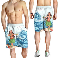 Hawaiian Hula Dance Cartoon Hibiscus Wave Men's Shorts - AH - Polynesian Pride