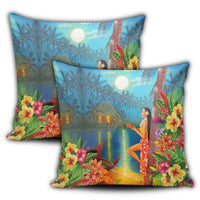 Hawaiian Hula Girl Sing In Aboriginal Village Aat Night Pillow Covers - AH - Polynesian Pride