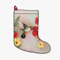 Hawaiian Hummingbirds Hibiscus Polynesian Christmas Stocking - AH Christmas Stocking 26 X 42 cm Black - Polynesian Pride