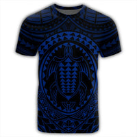Hawaiian Kakau Honu Arc Polynesian Blue T Shirt - Polynesian Pride