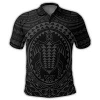 Hawaiian Kakau Honu Arc Polynesian Gray Polo Shirt - Polynesian Pride