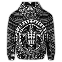 Hawaiian Kakau Honu Arc Polynesian White Zip Hoodie - Polynesian Pride