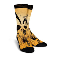Hawaiian Kanaka Crew Socks Hibiscus Polynesian Love - AH - Polynesian Pride