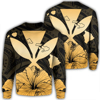 Hawaiian Kanaka Sweatshirt Hibiscus Polynesian Love - AH Unisex Black - Polynesian Pride