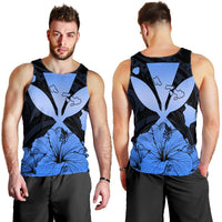 Hawaiian Kanaka Tank Top Hibiscus Polynesian Love - Blue - AH - Polynesian Pride