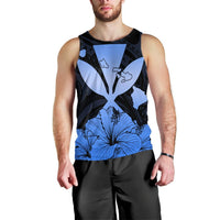 Hawaiian Kanaka Tank Top Hibiscus Polynesian Love - Blue - AH Black - Polynesian Pride