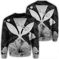 Hawaiian Kanaka Sweatshirt Hibiscus Polynesian Love - Gray - AH Unisex Black - Polynesian Pride