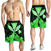 Hawaiian Kanaka Men's Shorts Hibiscus Polynesian Love - Green - AH - Polynesian Pride