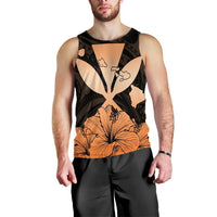 Hawaiian Kanaka Tank Top Hibiscus Polynesian Love - Orange - AH Black - Polynesian Pride