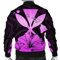 Hawaiian Kanaka Bomber Jacket Hibiscus Polynesian Love - Pink - AH - Polynesian Pride