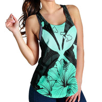 Hawaiian Kanaka Racerback Tank Hibiscus Polynesian Love - Turquoise - AH - Polynesian Pride
