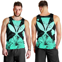Hawaiian Kanaka Tank Top Hibiscus Polynesian Love - Turquoise - AH - Polynesian Pride