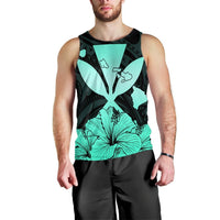 Hawaiian Kanaka Tank Top Hibiscus Polynesian Love - Turquoise - AH Black - Polynesian Pride