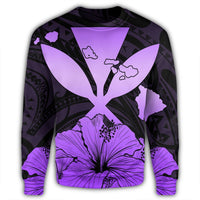 Hawaiian Kanaka Sweatshirt Hibiscus Polynesian Love - Violet - AH - Polynesian Pride