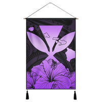 Hawaiian Kanaka Hanging Poster Hibiscus Polynesian Love - Violet - AH Hanging Poster Cotton And Linen - Polynesian Pride