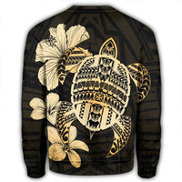 Hawaiian Kanaka Hibiscus Plumeria Mix Polynesian Turtle Sweatshirt - AH - Polynesian Pride