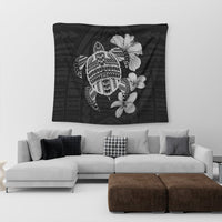Hawaiian Kanaka Hibiscus Plumeria Mix Polynesian Turtle Tapestry - Gray - AH - Polynesian Pride