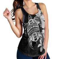 Hawaiian Kanaka Hibiscus Plumeria Mix Polynesian Turtle Racerback Tank - Gray - AH - Polynesian Pride