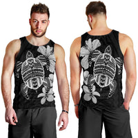 Hawaiian Kanaka Hibiscus Plumeria Mix Polynesian Turtle Tank Top - Gray - AH - Polynesian Pride
