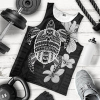 Hawaiian Kanaka Hibiscus Plumeria Mix Polynesian Turtle Tank Top - Gray - AH - Polynesian Pride