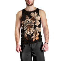 Hawaiian Kanaka Hibiscus Plumeria Mix Polynesian Turtle Tank Top - Orange - AH Black - Polynesian Pride