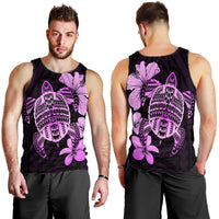 Hawaiian Kanaka Hibiscus Plumeria Mix Polynesian Turtle Tank Top - Pink - AH - Polynesian Pride