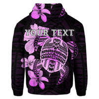 Custom Hawaiian Kanaka Hibiscus Plumeria Mix Polynesian Turtle Hoodie Pink - Polynesian Pride
