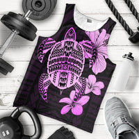 Hawaiian Kanaka Hibiscus Plumeria Mix Polynesian Turtle Tank Top - Pink - AH - Polynesian Pride