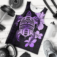 Hawaiian Kanaka Hibiscus Plumeria Mix Polynesian Turtle Tank Top - Violet - AH - Polynesian Pride