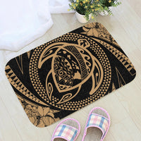 Hawaiian Kanaka Honu Hibiscus Tornado Polynesian Door Mat Gold AH - Polynesian Pride
