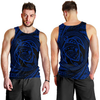 Hawaiian Kanaka Honu Hibiscus Tornando Polynesian Blue Tank Top - AH - Polynesian Pride