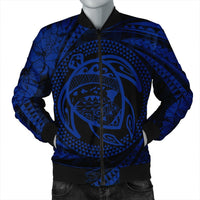 Hawaiian Kanaka Honu Hibiscus Tornando Polynesian Blue Bomber Jacket - AH Black Unisex - Polynesian Pride